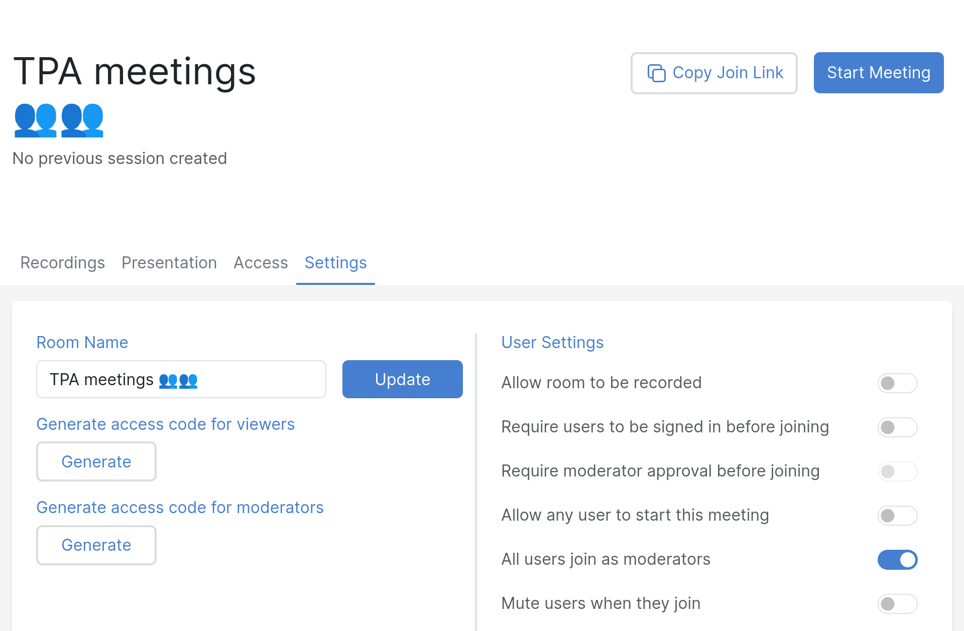 Meeting room screenshot
